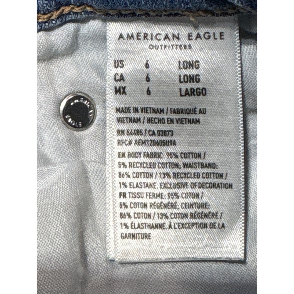 American Eagle High Waisted Baggy Distressed Light Wash Jeans Women Size 6 - Picture 5 of 9